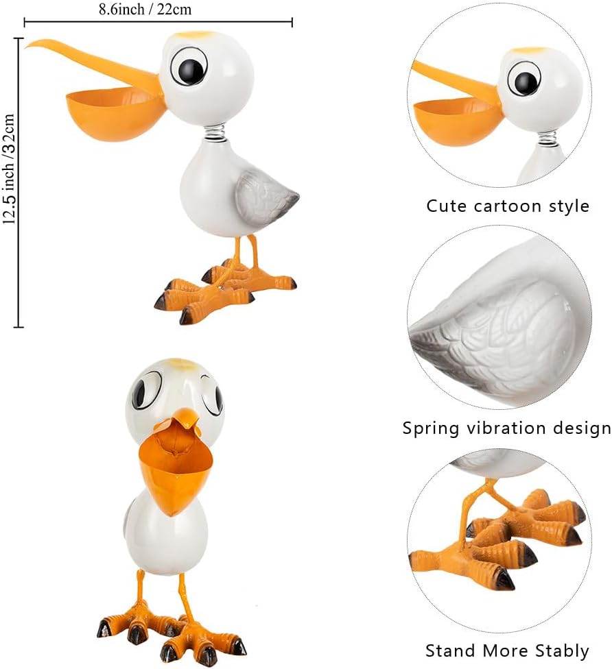 Cute Funny Metal Cardinal Whimsical Bird Statue Sculpture Art Decor Home Modern Yard Patio Lawn Ornament Outdoor Backyard Porch Decoy Pond - Bellamente Decorations