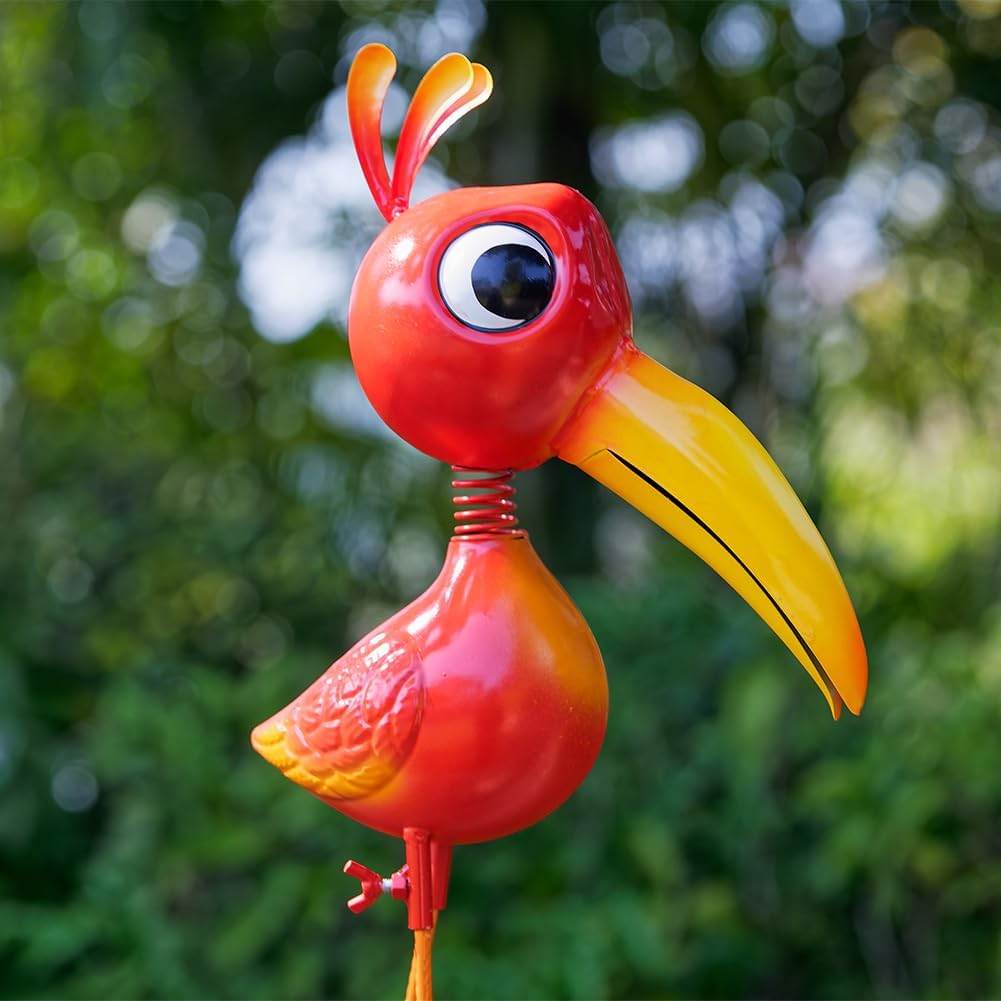 Cute Funny Metal Cardinal Whimsical Bird Statue Sculpture Art Decor Home Modern Yard Patio Lawn Ornament Outdoor Backyard Porch Decoy Pond - Bellamente Decorations