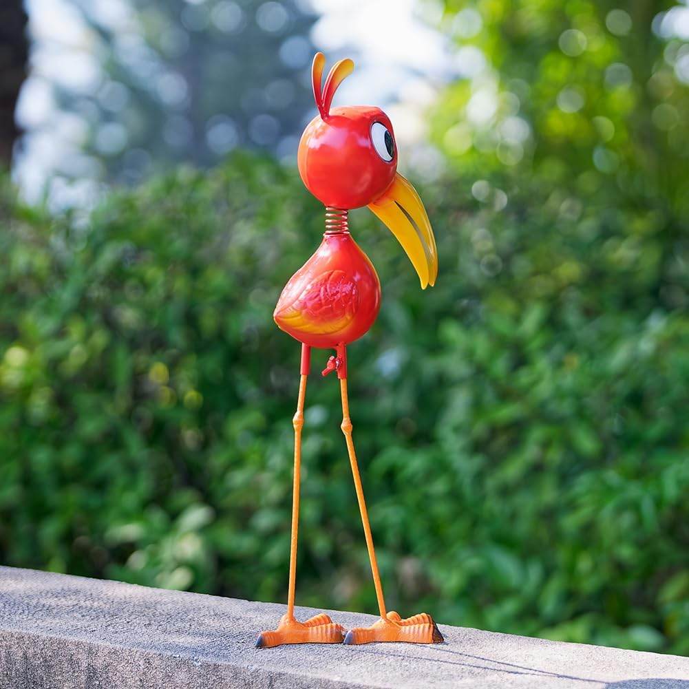 Cute Funny Metal Cardinal Whimsical Bird Statue Sculpture Art Decor Home Modern Yard Patio Lawn Ornament Outdoor Backyard Porch Decoy Pond - Bellamente Decorations