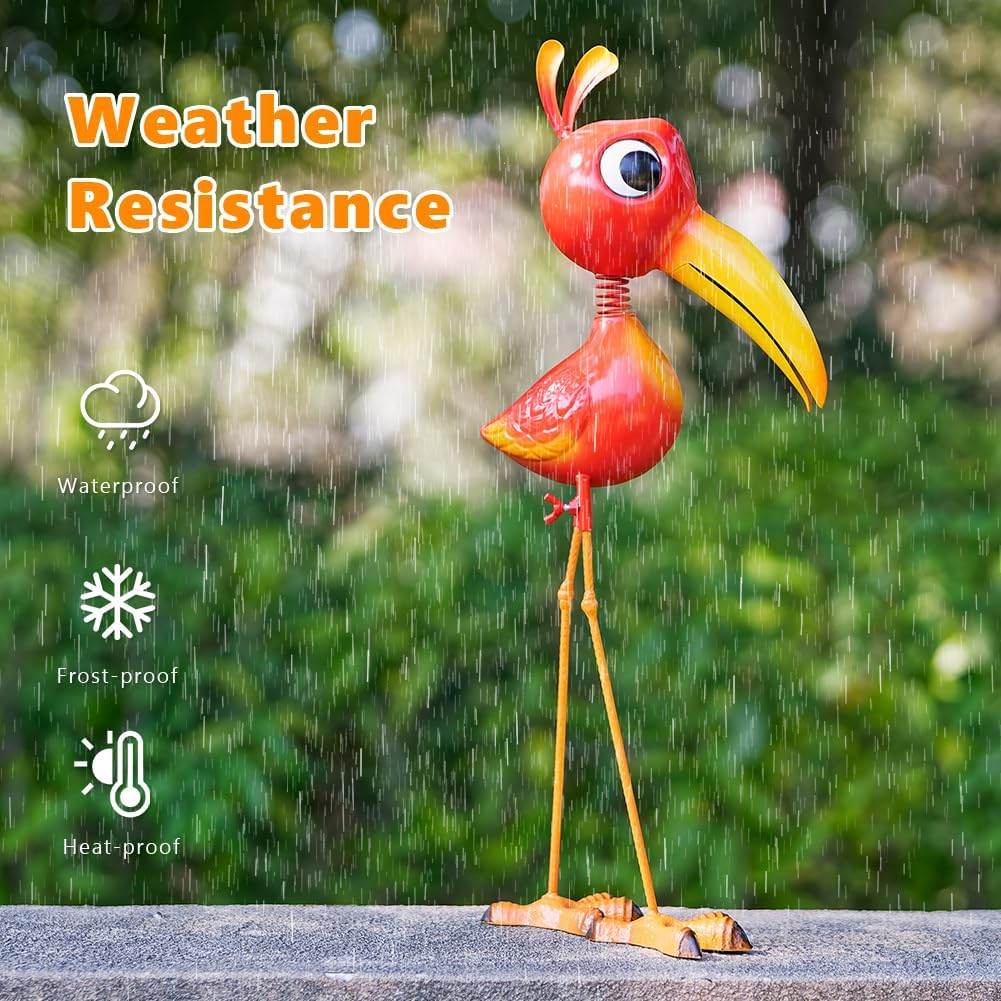 Cute Funny Metal Cardinal Whimsical Bird Statue Sculpture Art Decor Home Modern Yard Patio Lawn Ornament Outdoor Backyard Porch Decoy Pond - Bellamente Decorations