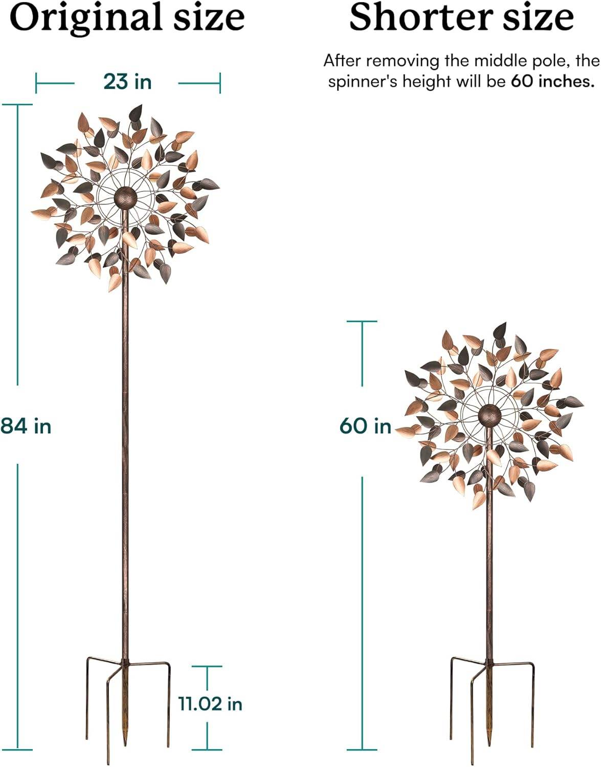 Large Wind Spinner Outdoor Metal Kinetic Lawn Patio Wind Sculptures Windmill Decor Stake Garden Yard Art Ornament - Bellamente Decorations