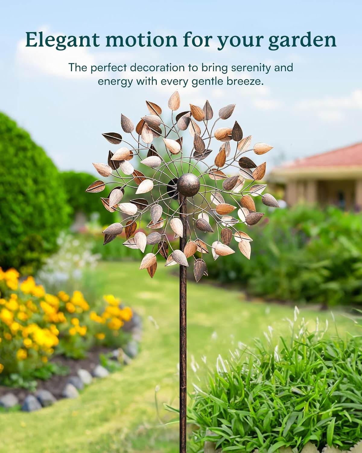 Large Wind Spinner Outdoor Metal Kinetic Lawn Patio Wind Sculptures Windmill Decor Stake Garden Yard Art Ornament - Bellamente Decorations