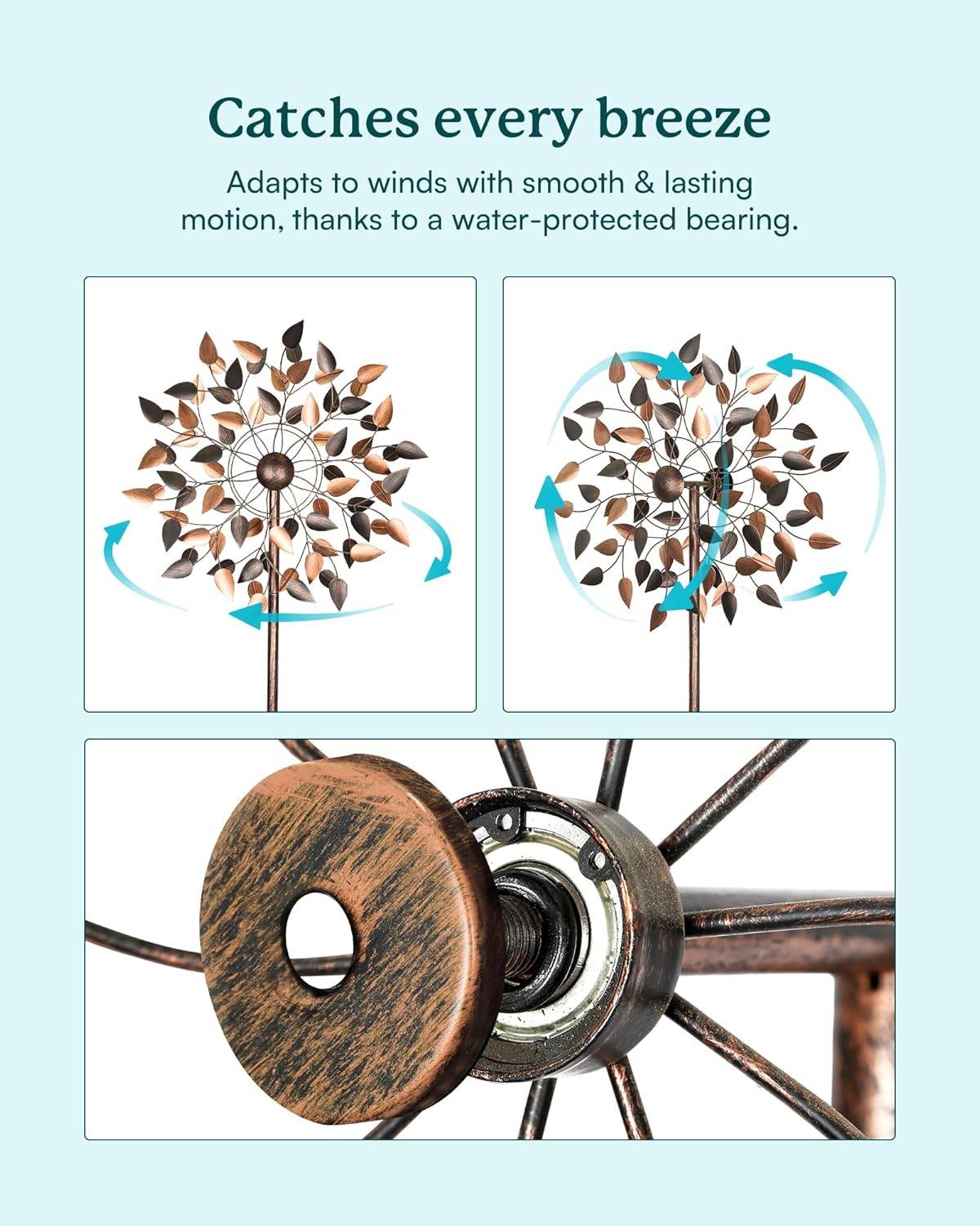 Large Wind Spinner Outdoor Metal Kinetic Lawn Patio Wind Sculptures Windmill Decor Stake Garden Yard Art Ornament - Bellamente Decorations