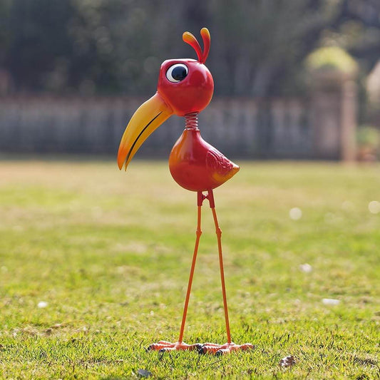 Cute Funny Metal Cardinal Whimsical Bird Statue Sculpture Art Decor Home Modern Yard Patio Lawn Ornament Outdoor Backyard Porch Decoy Pond - Bellamente Decorations