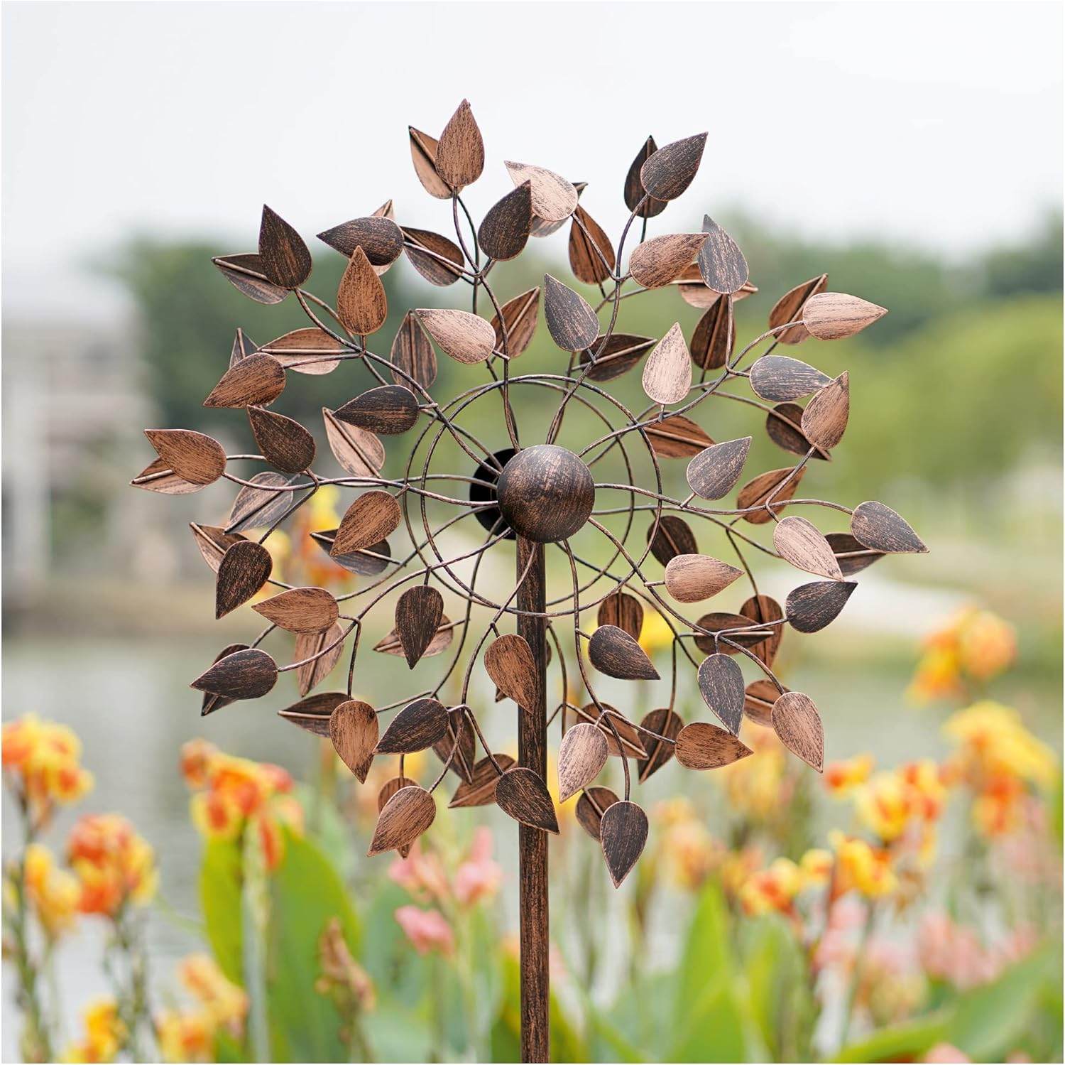 Large Wind Spinner Outdoor Metal Kinetic Lawn Patio Wind Sculptures Windmill Decor Stake Garden Yard Art Ornament - Bellamente Decorations